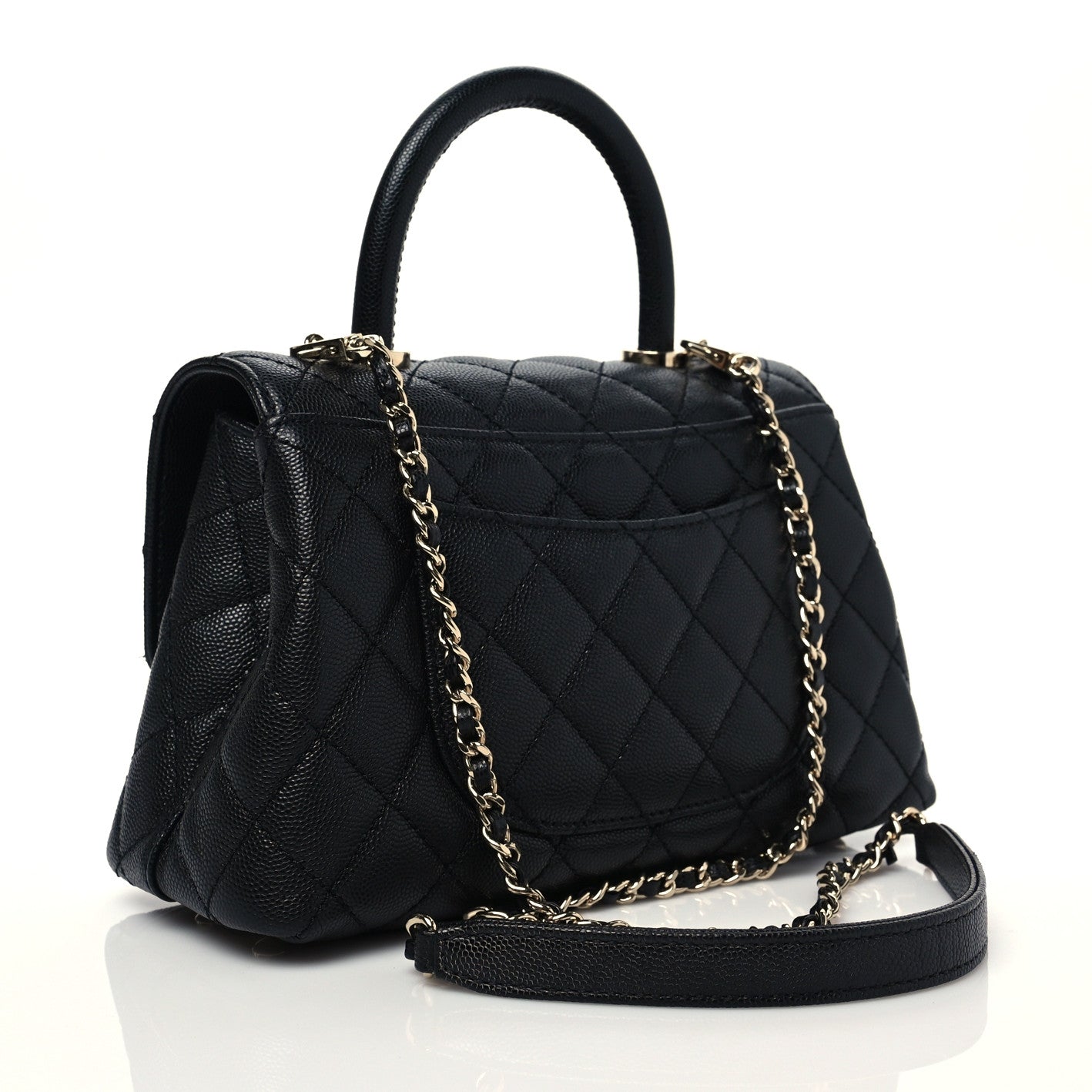 Caviar Quilted Mini Coco Handle Flap Black