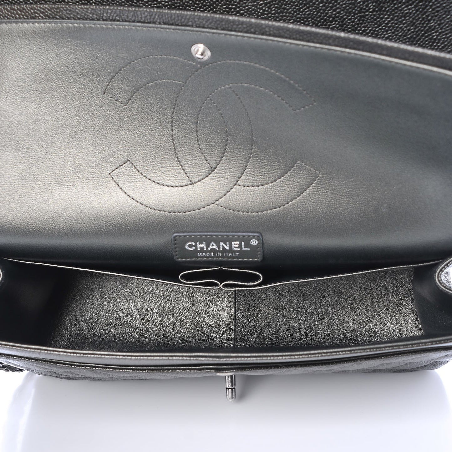 Caviar Quilted Jumbo Double Flap Charcoal