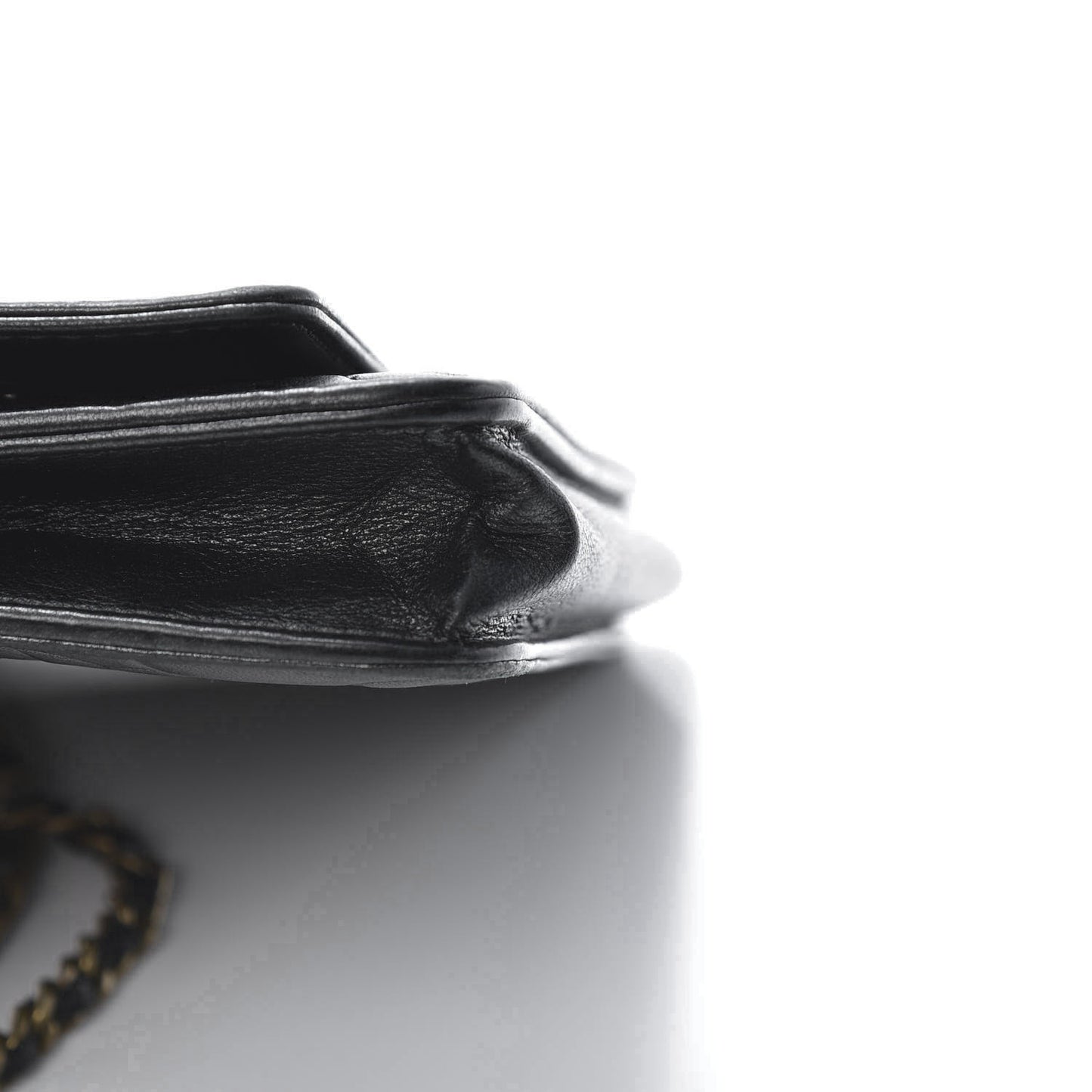 Lambskin Camellia Embossed Wallet on Chain WOC Black
