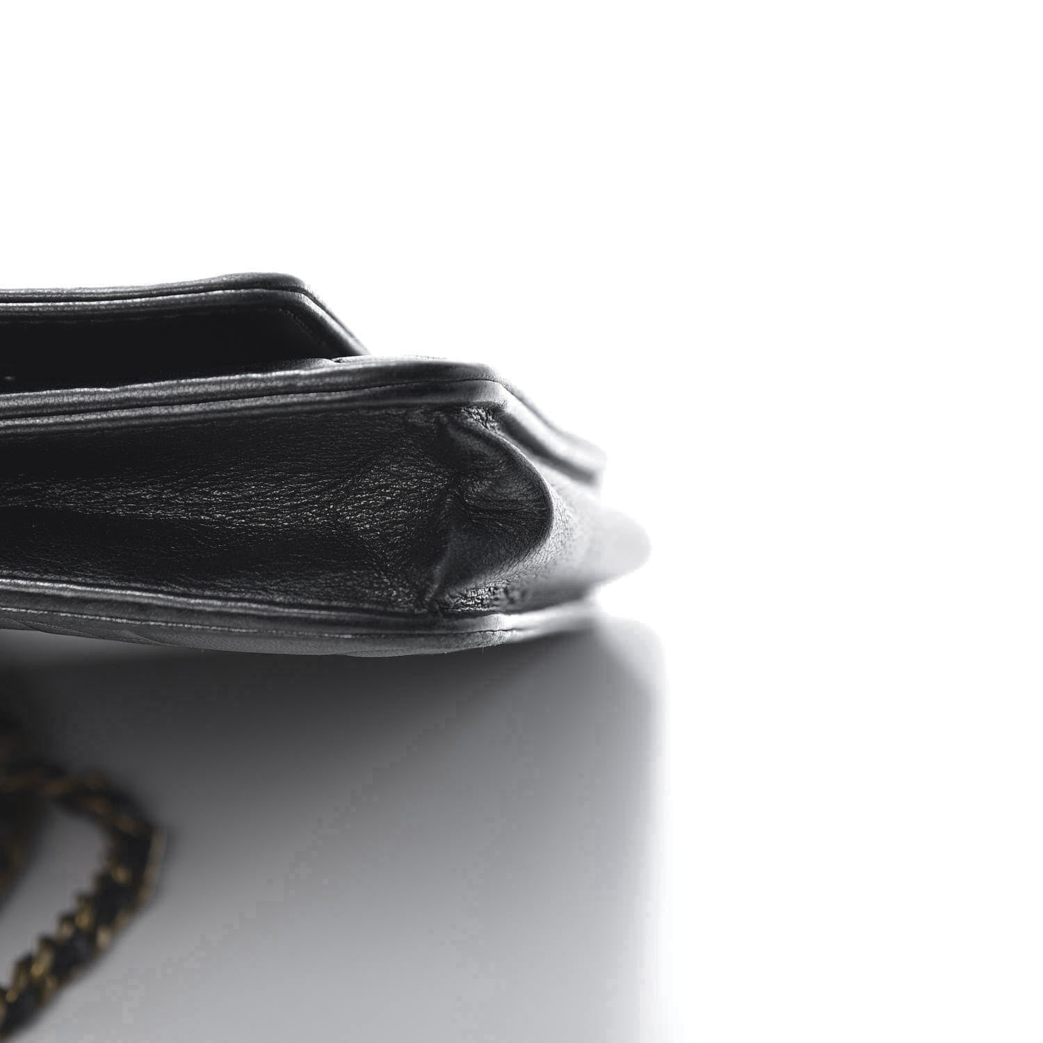 Chanel Lambskin Camellia Embossed Wallet on Chain WOC Black 14 of 15