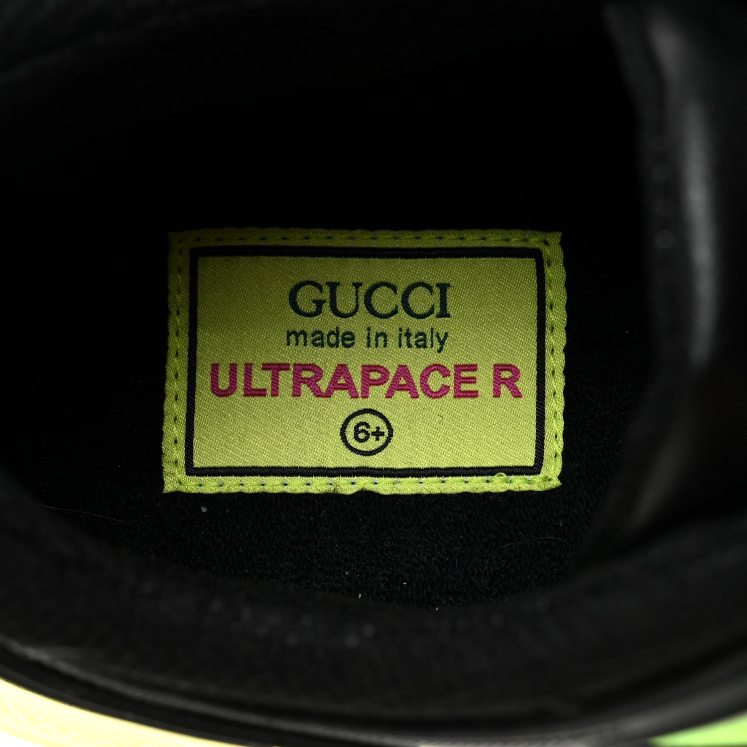Gucci Rubber Mens Ultrapace R Mid Top Sneakers 6.5 Black Neon Green Yellow Fluo 7 of 8