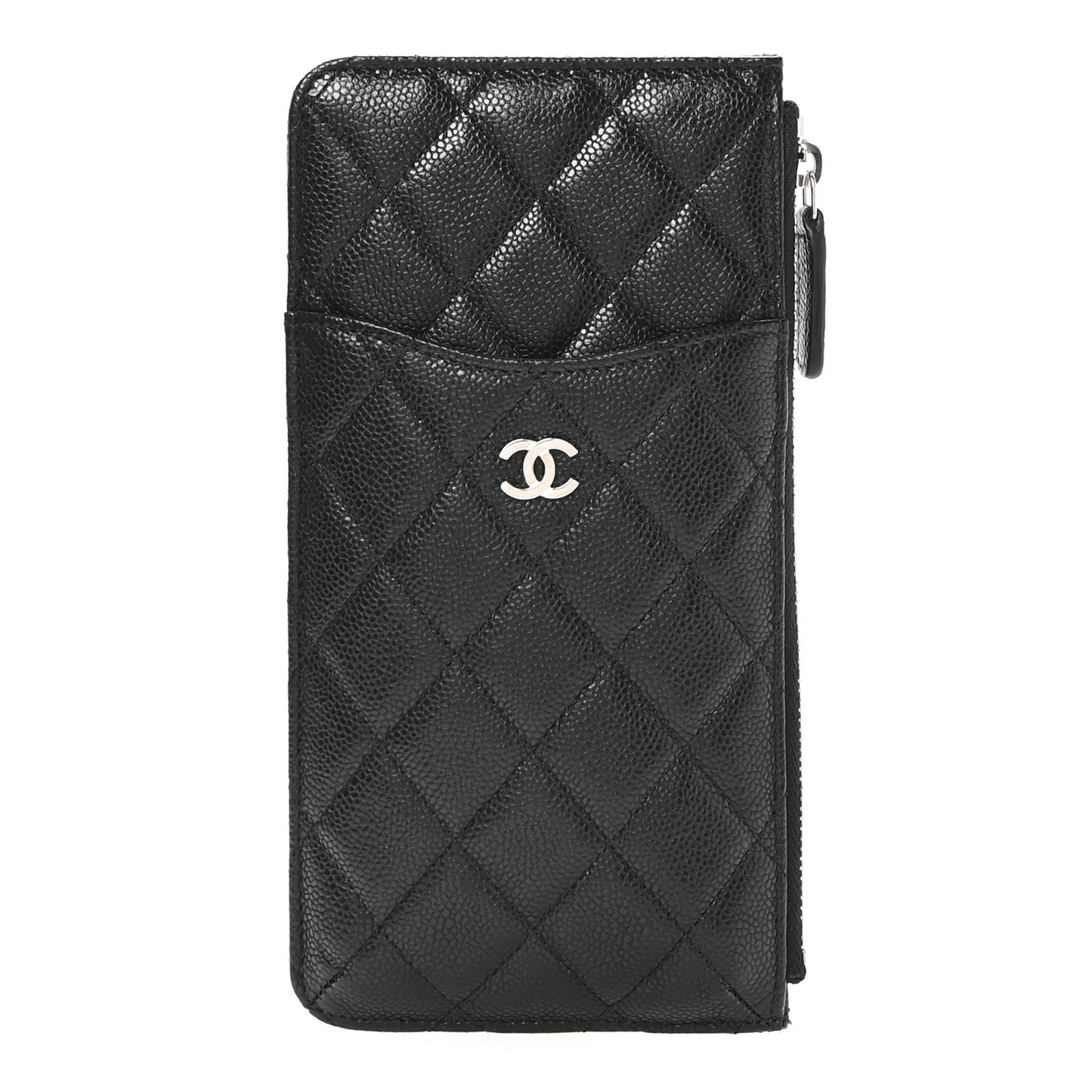 Caviar Quilted Classic Flat Wallet Pouch Black