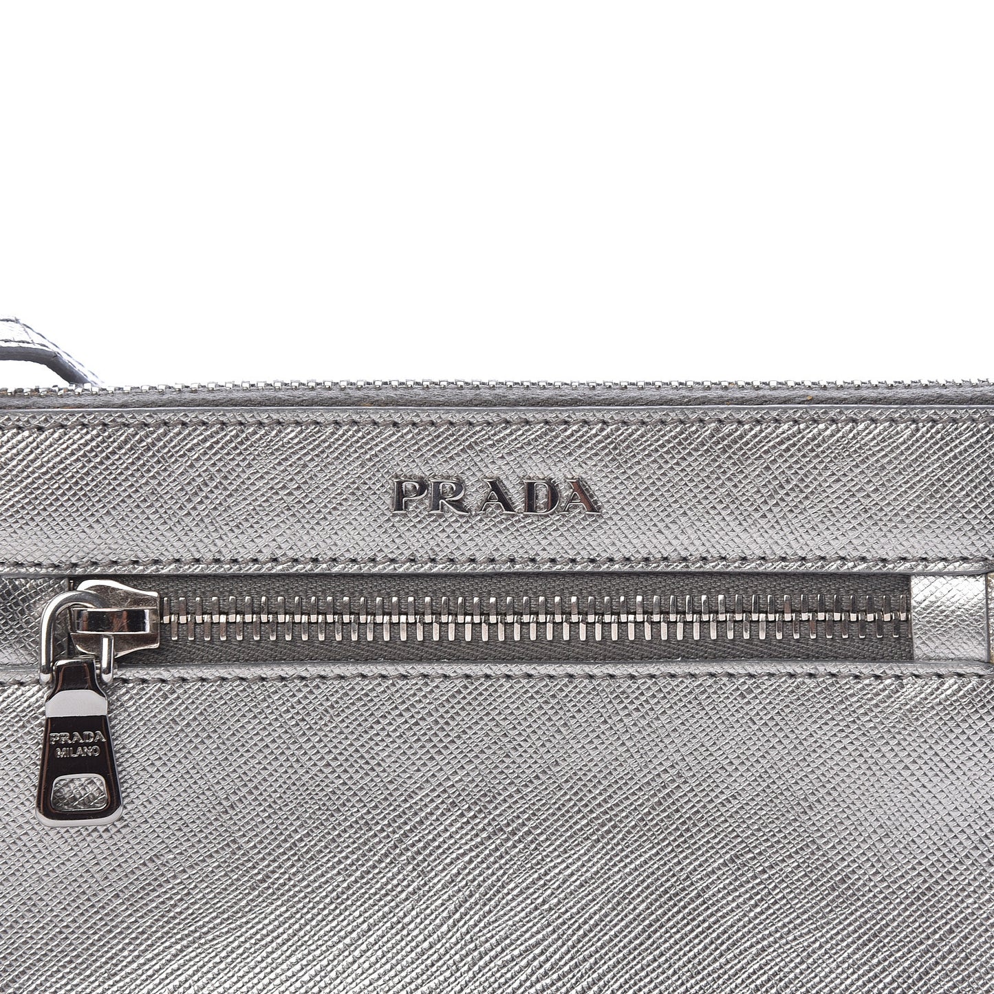 Metallic Saffiano Lux Crossbody Bag Cromo