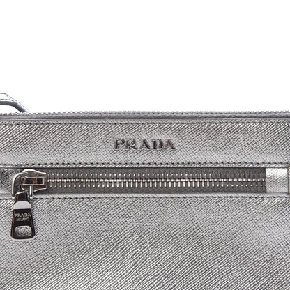 Prada Metallic Saffiano Lux Crossbody Bag Cromo 7 of 9