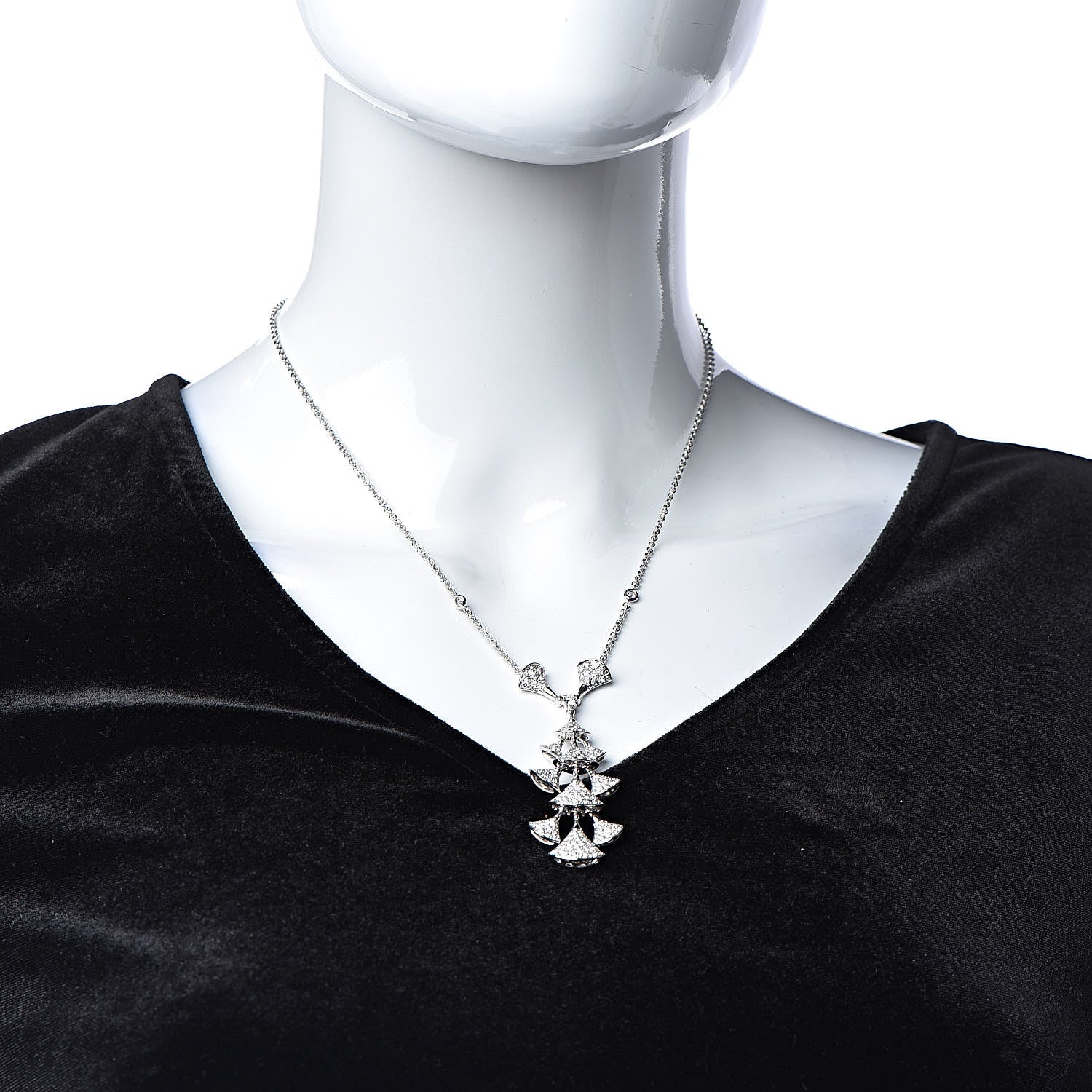 Bulgari 18K White Gold Diamond Diva's Dream Pendant Necklace 2 of 6