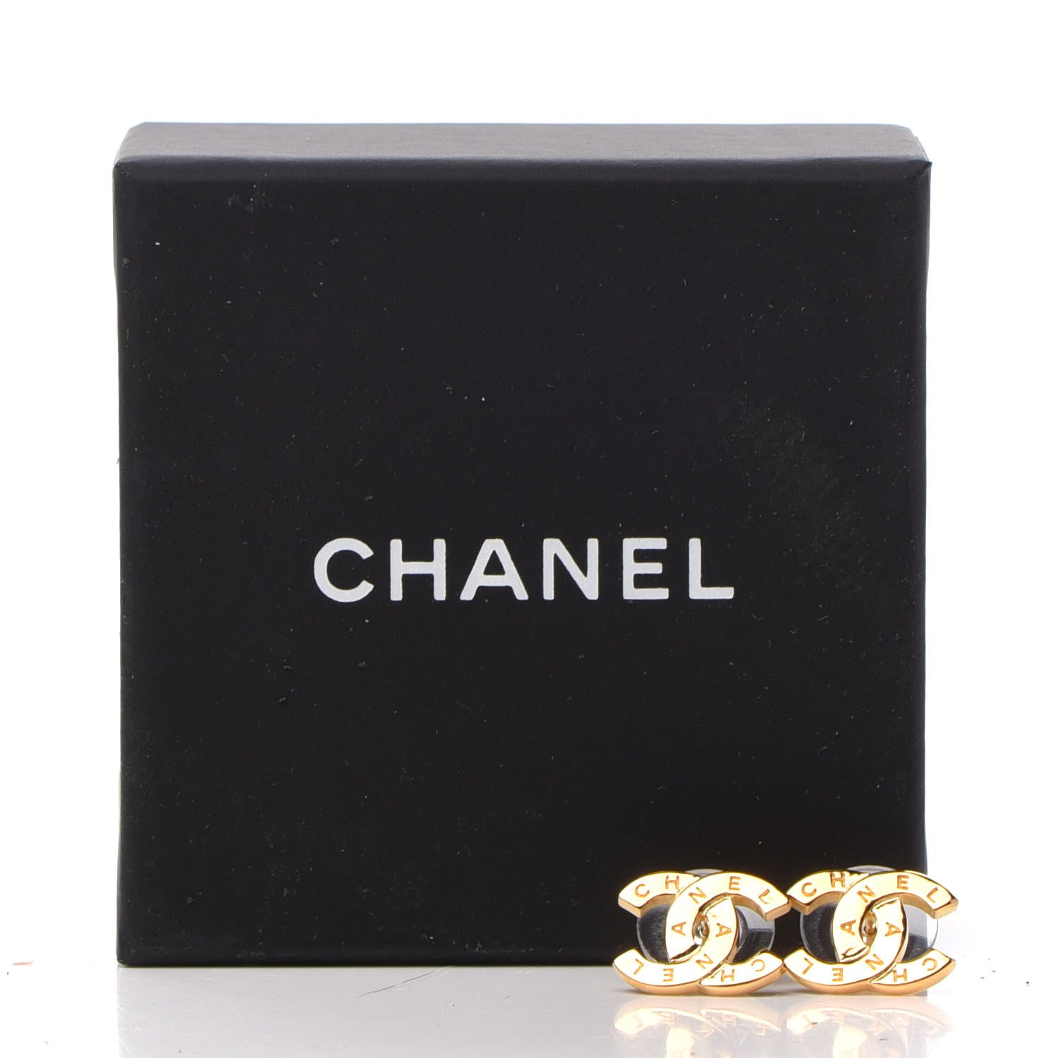Chanel Metal CC Paris Button Stud Earrings Gold 5 of 5