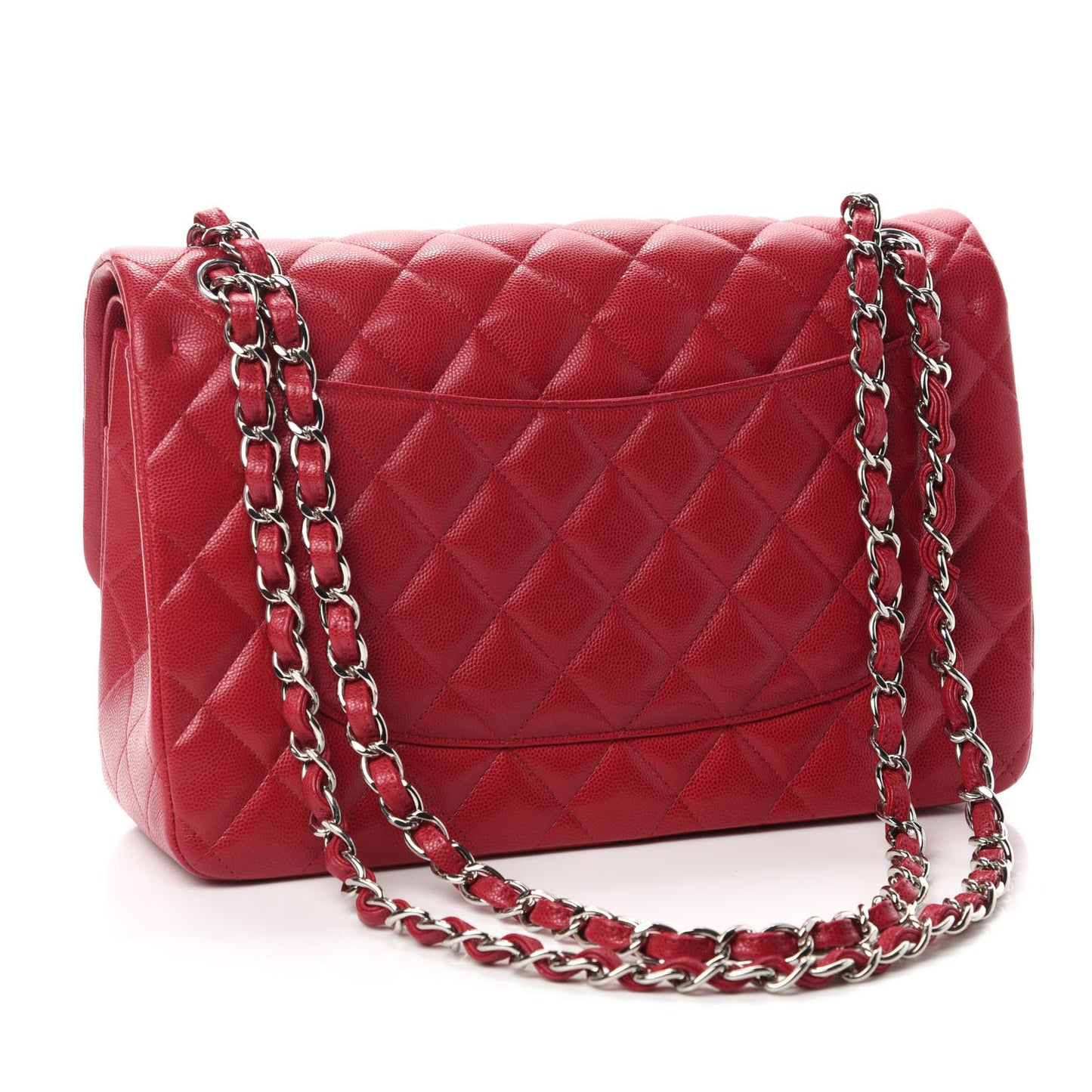 Caviar Quilted Jumbo Double Flap Red