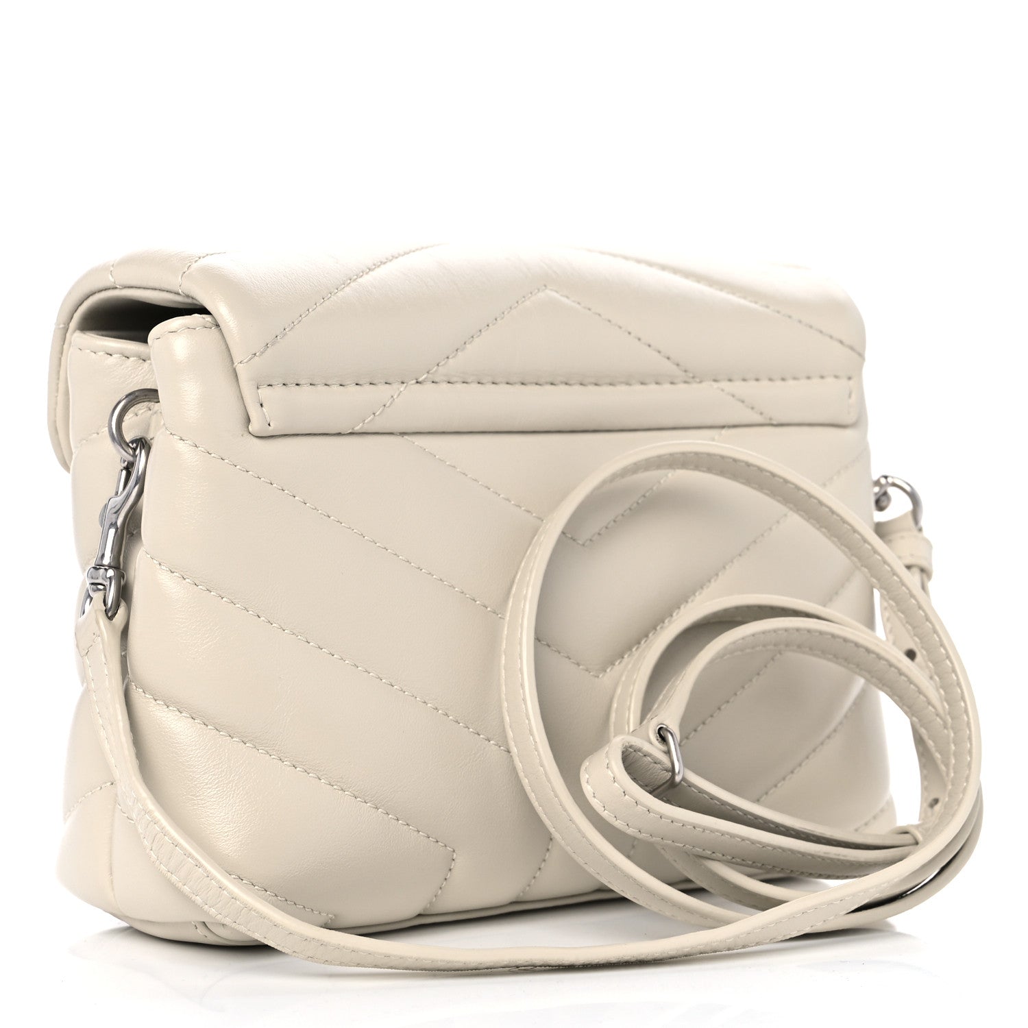 Saint Laurent Calfskin Y Quilted Monogram Toy Loulou Crossbody Bag Ivory 3 of 10