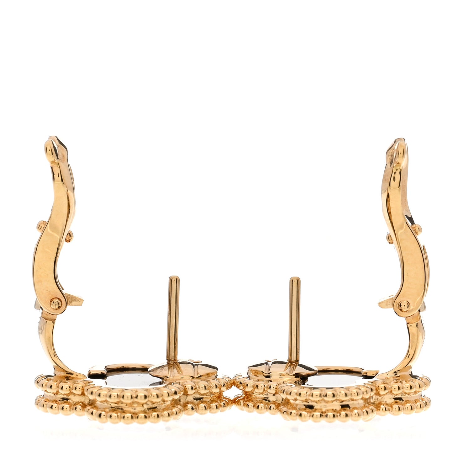 18K Yellow Gold Black Onyx Vintage Alhambra Earrings