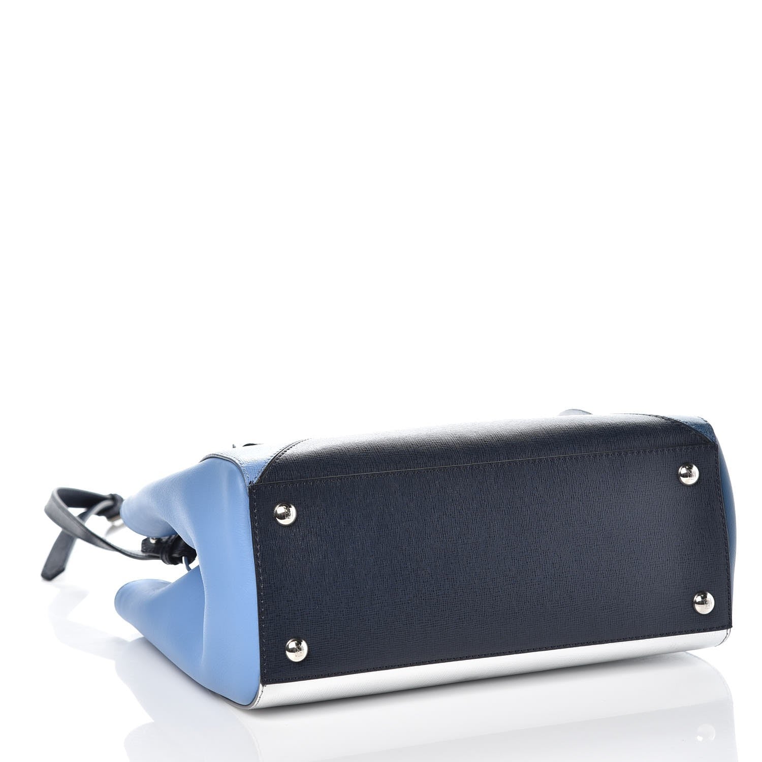 Fendi Vitello Elite Calfskin Colorblock Petite 2Jours Tote Blue Multicolor 4 of 8