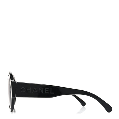 Chanel Acetate Polarized Round Sunglasses 5410-A Black 3 of 7