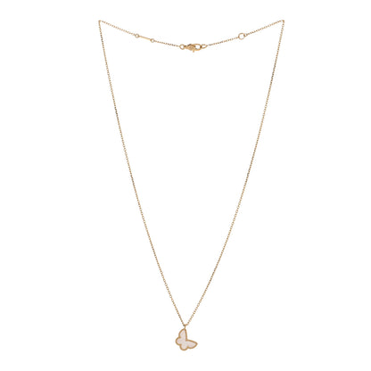 Van Cleef & Arpels 18K Yellow Gold Mother of Pearl Sweet Alhambra Butterfly Pendant Necklace 3 of 4