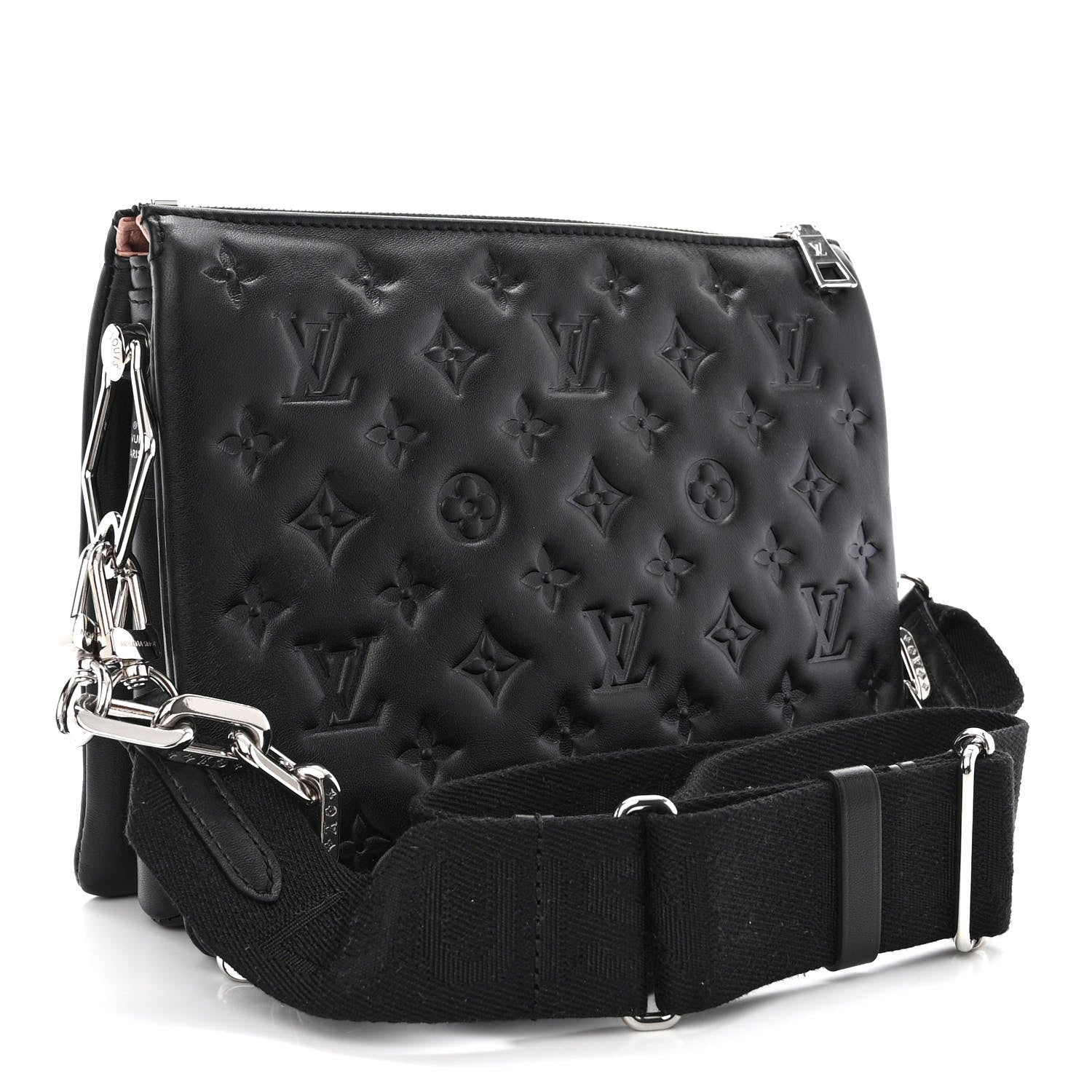 Louis Vuitton Lambskin Embossed Monogram Coussin PM Black 3 of 11