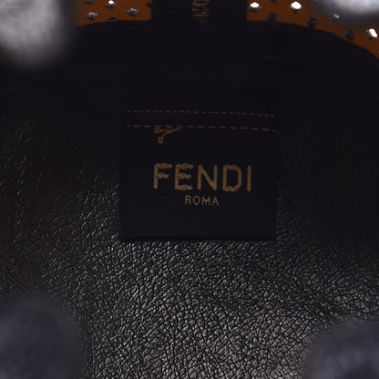 Fendi Vitello Liberty Glossy Lambskin F is Fendi Perforated Mini Mon Tresor Bucket Bag Sand Mimosa Black 6 of 9