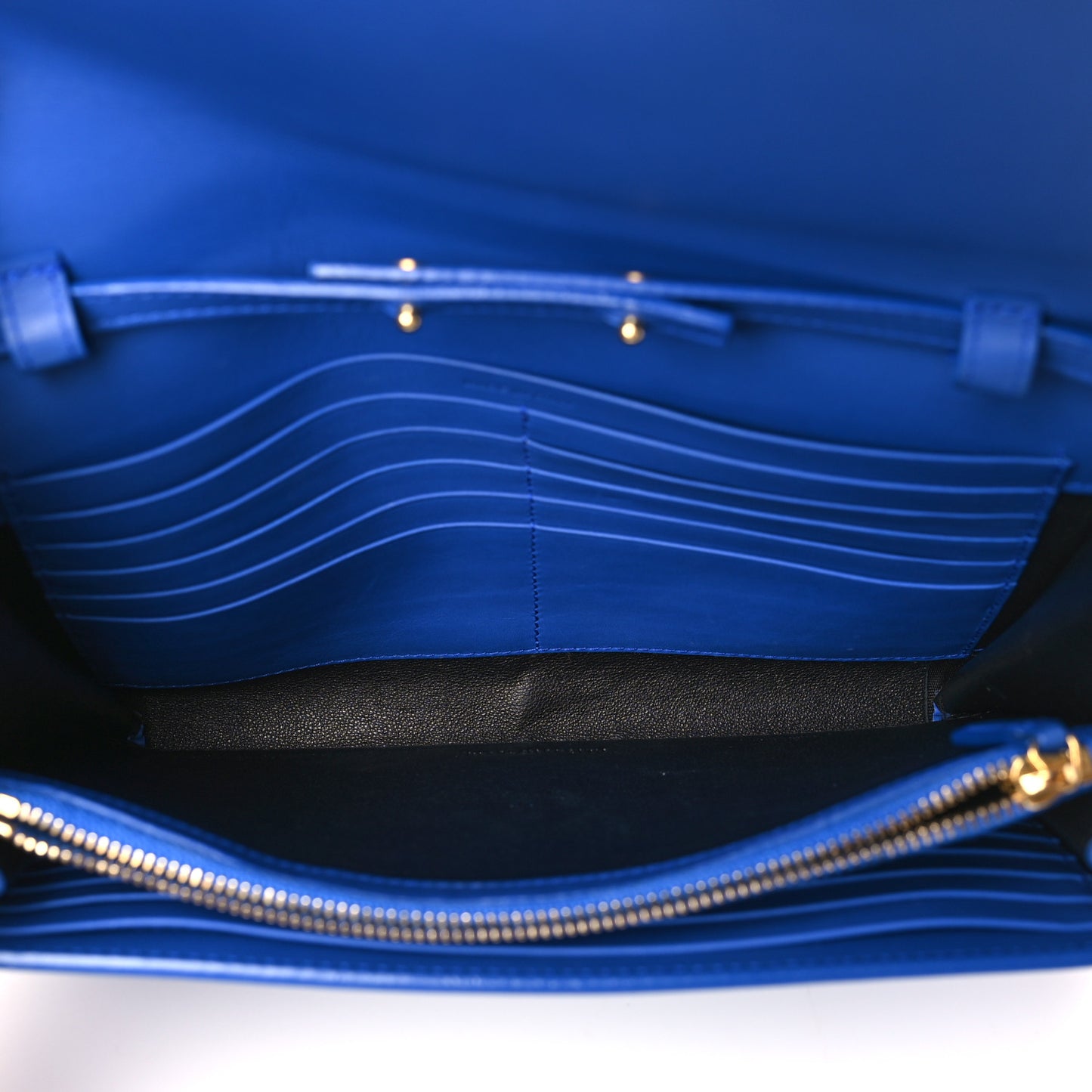 Calfskin Classic Y Ligne Chain Wallet Bleu Majorelle