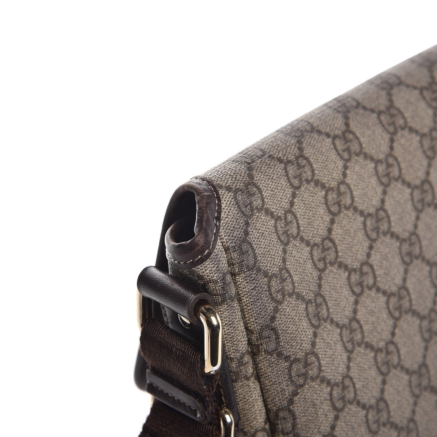GG Supreme Monogram Selleria Calfskin Small Flap Messenger Bag Beige Ebony Cocoa Dark Chocolate