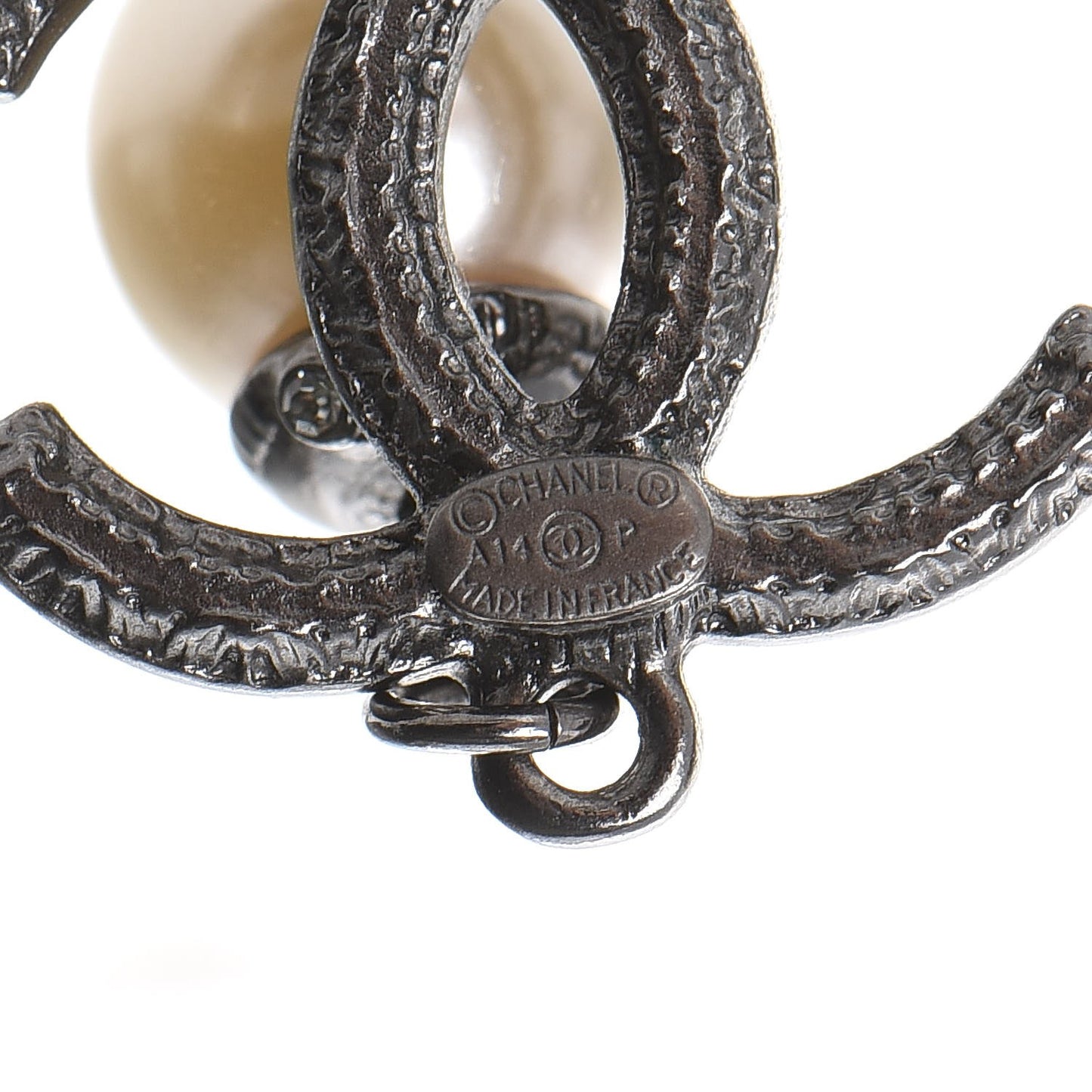 Ruthenium Pearl CC Bead Drop Earrings