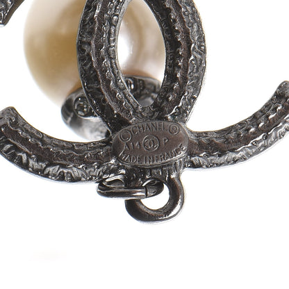 Chanel Ruthenium Pearl CC Bead Drop Earrings 5 of 6