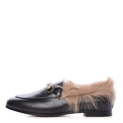 Gucci Malaga Kid Fur Womens Jordaan Loafers 38.5 Black Natural 1 of 9