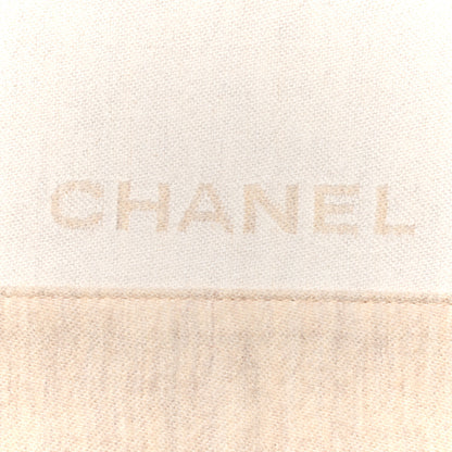 Chanel Wool Silk Woven Scarf Shawl Beige 2 of 4
