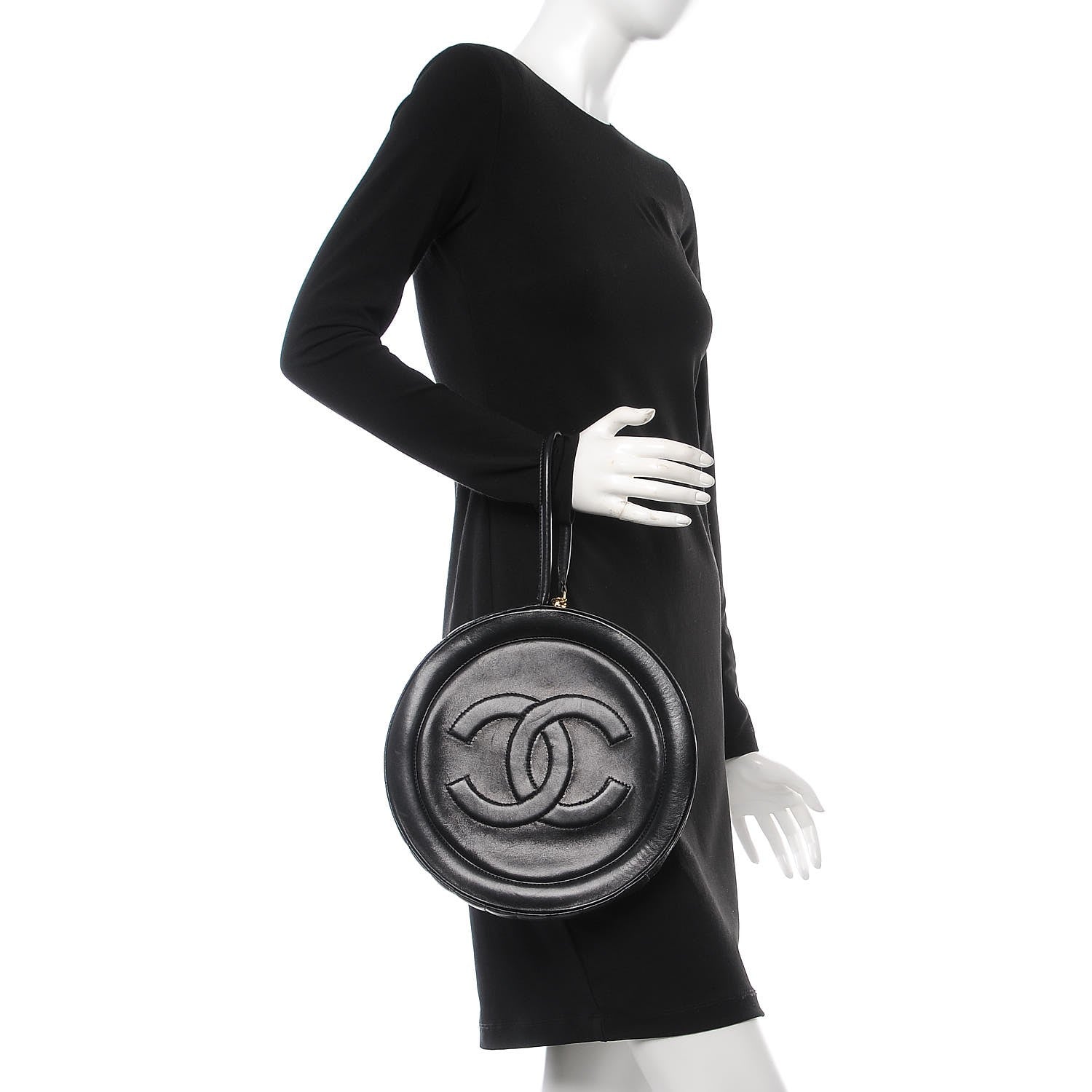 Chanel Lambskin Square Quilted Round Shoulder Bag Black 2 of 7
