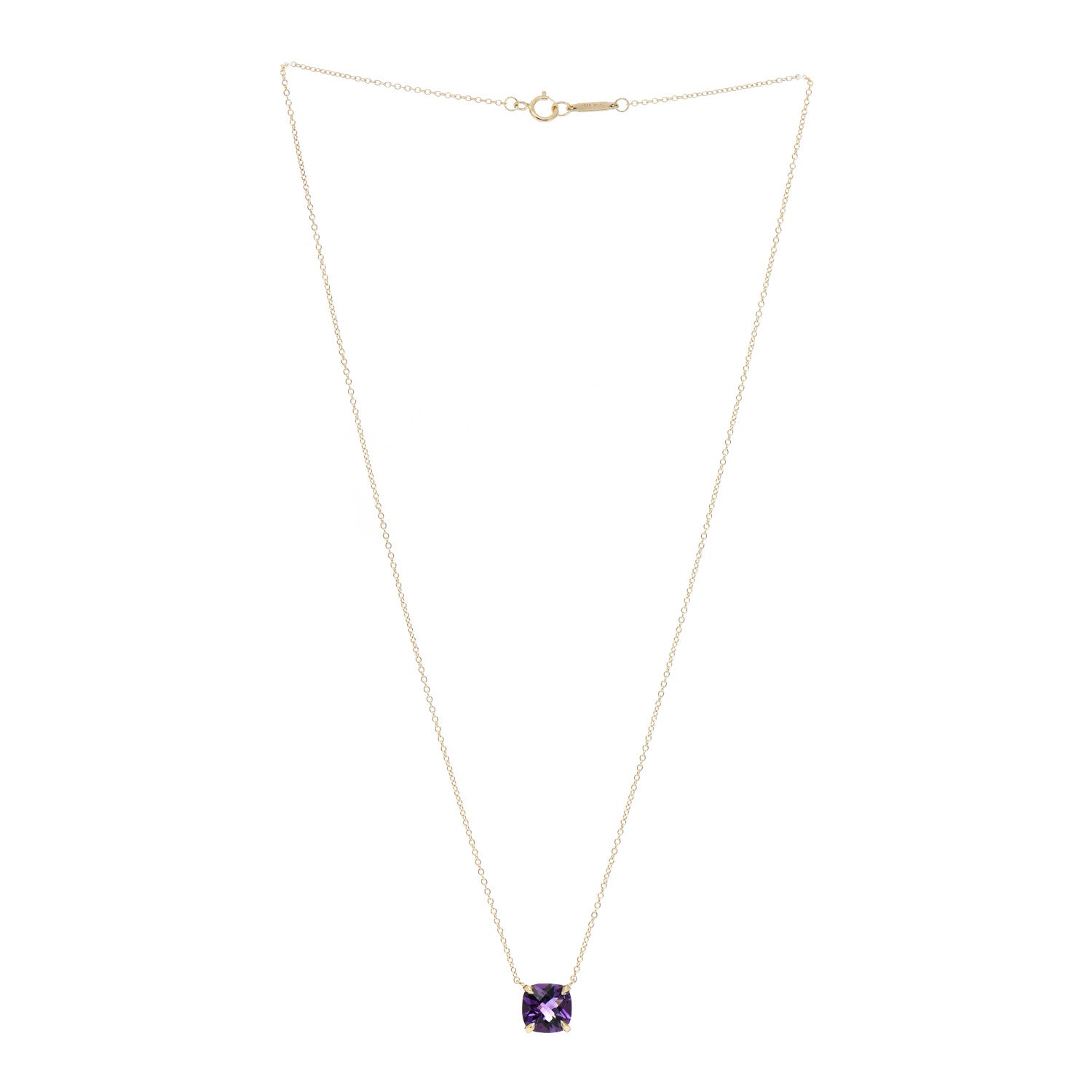 Tiffany 18K Yellow Gold Amethyst Sparklers Pendant Necklace 3 of 5