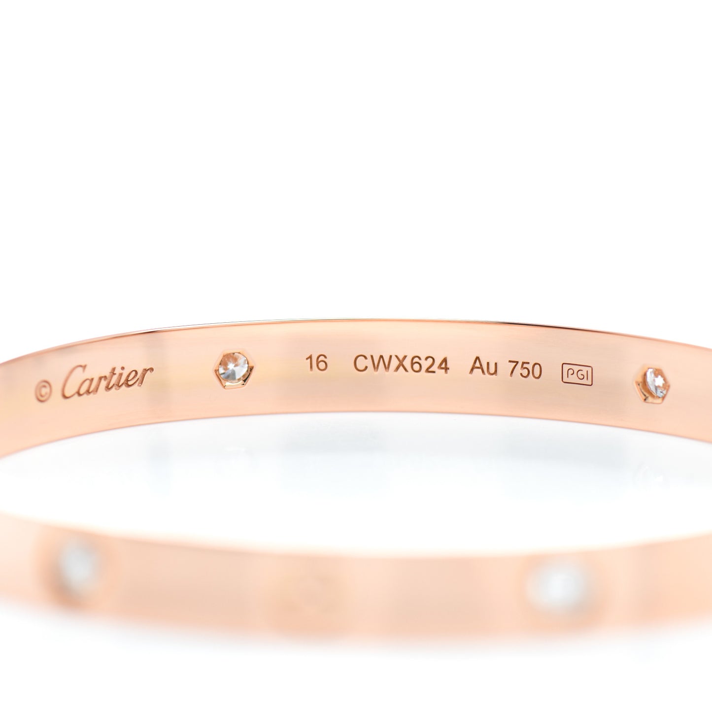 18K Pink Gold 4 Diamond LOVE Bracelet 16