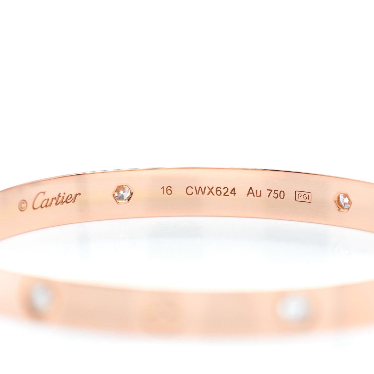 Cartier 18K Pink Gold 4 Diamond LOVE Bracelet 16 4 of 5