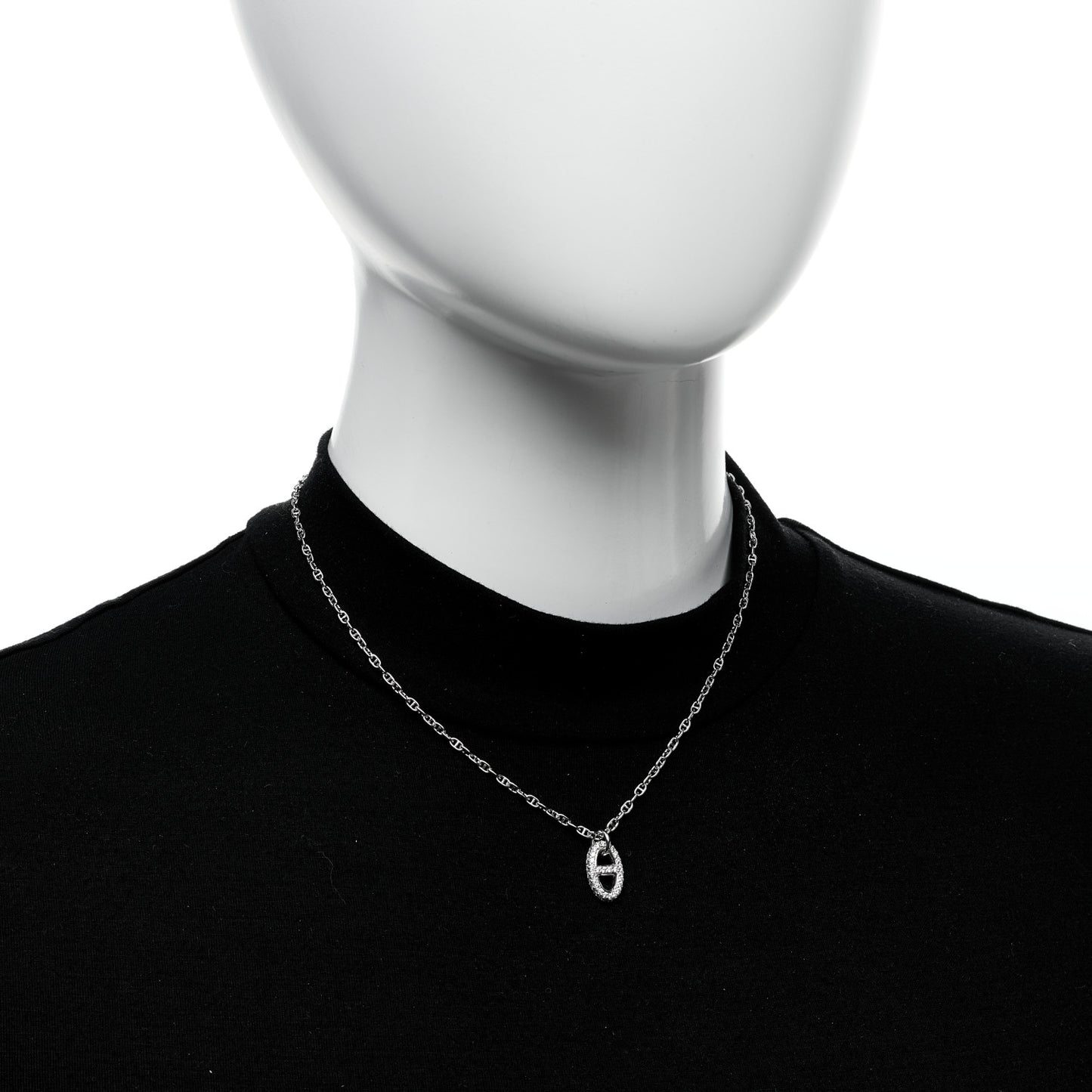 18K White Gold Diamond New Farandole Pendant Necklace ST