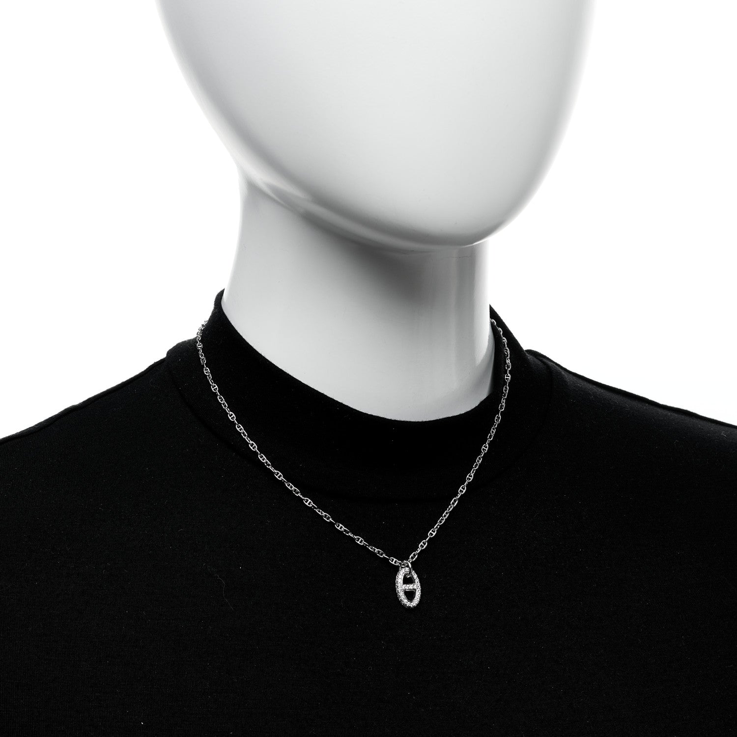 Hermes 18K White Gold Diamond New Farandole Pendant Necklace ST 2 of 5