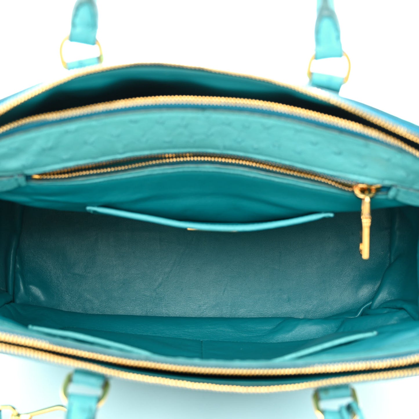 Ostrich Medium Galleria Double Zip Tote Turchese