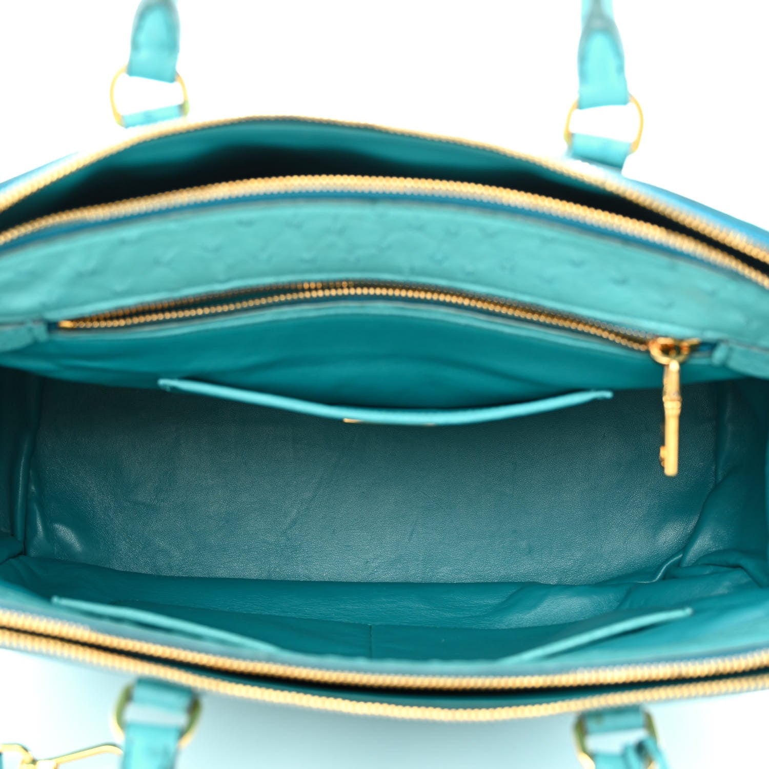 Prada Ostrich Medium Galleria Double Zip Tote Turchese 5 of 12