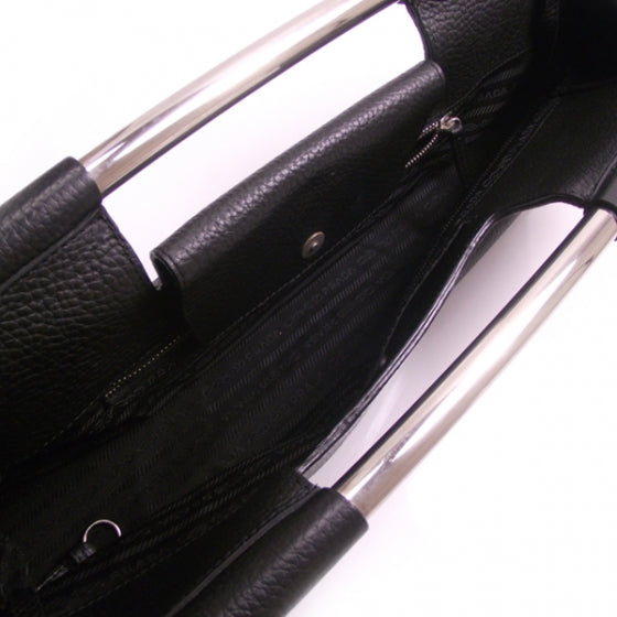 Leather Steel Handle Clutch