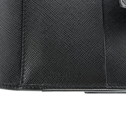 Prada Saffiano Tri-Fold Compact Wallet Black 8 of 10