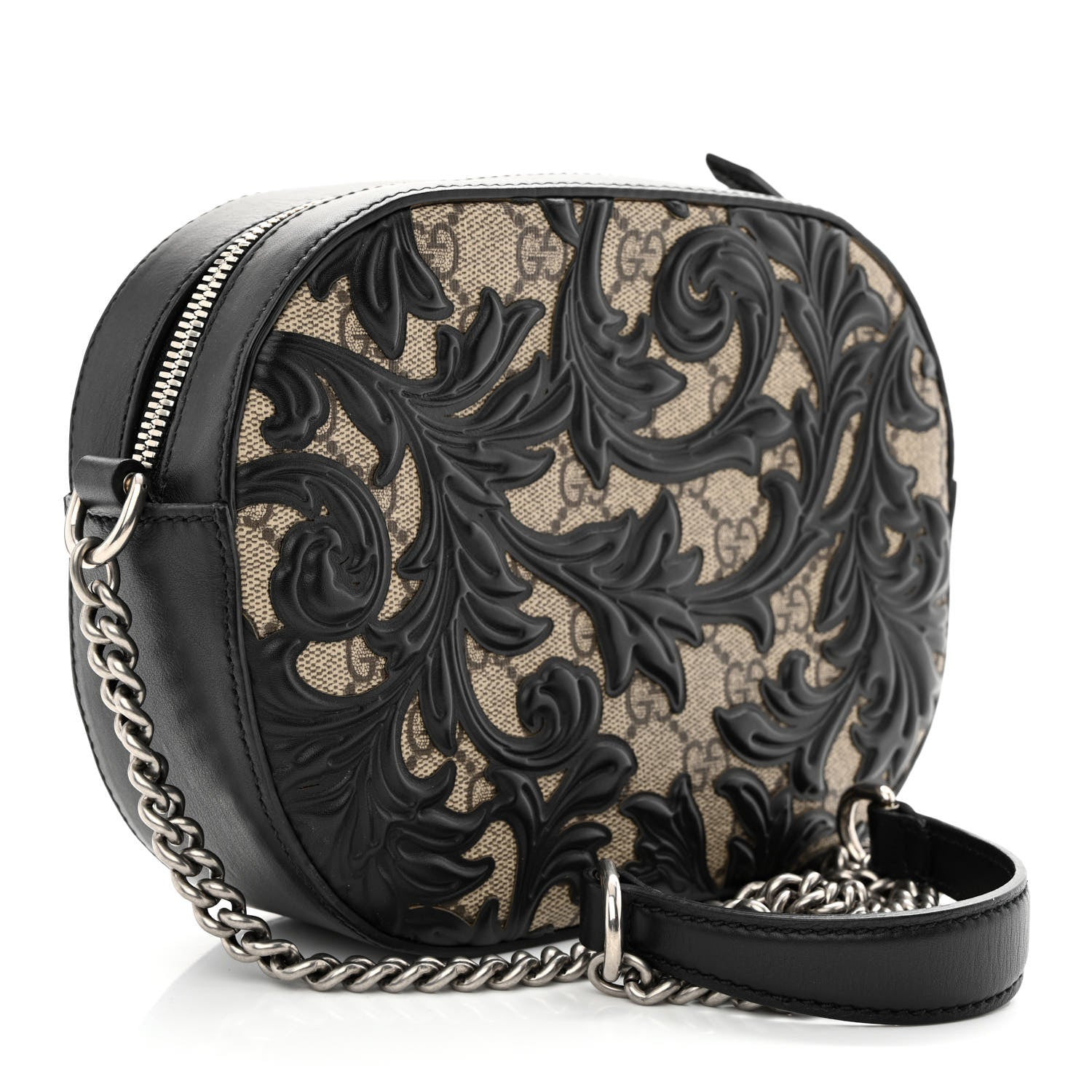 Gucci GG Supreme Monogram Arabesque Mini Chain Shoulder Bag Beige Black 3 of 10