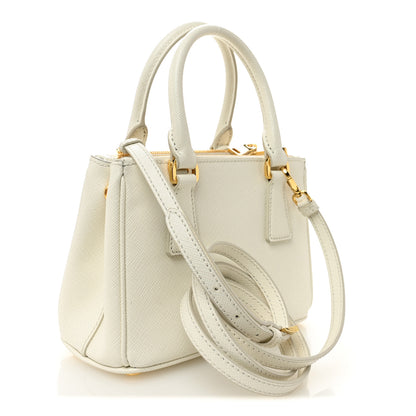 Prada Saffiano Lux Micro Galleria Double Zip Tote White 3 of 10