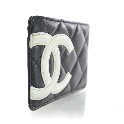 Chanel Calfskin Quilted Cambon Card Holder Black White 3 of 7