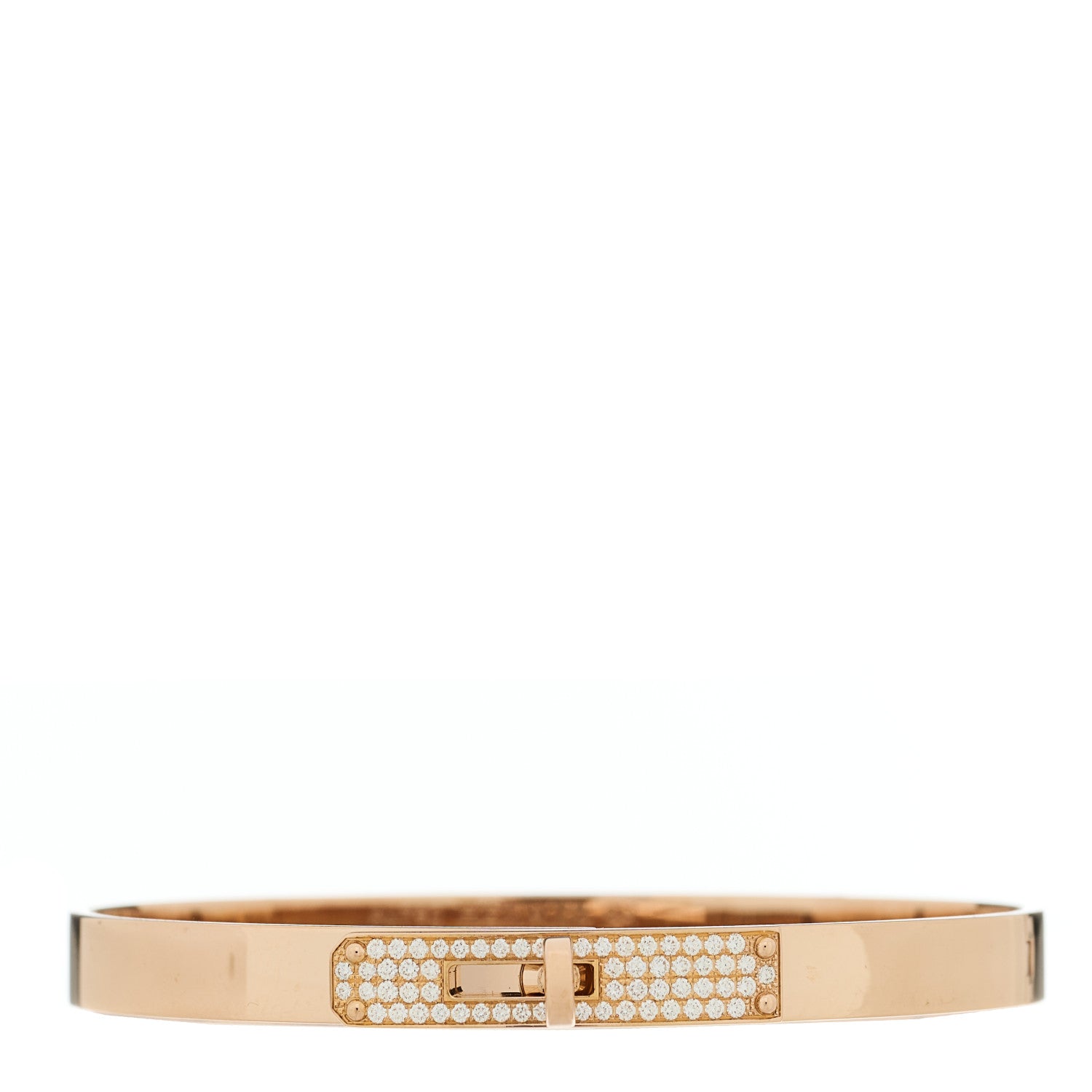 Hermes 18K Rose Gold Diamond PM Kelly Pave Bracelet SH 1 of 3