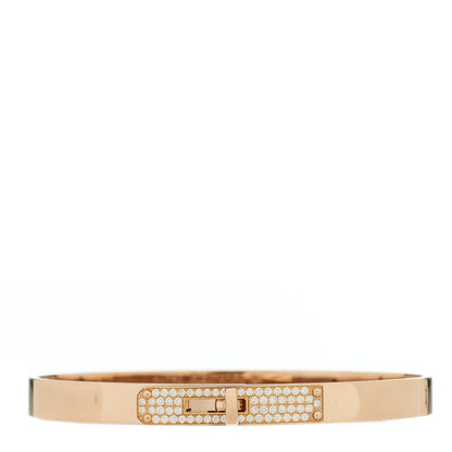 Hermes 18K Rose Gold Diamond PM Kelly Pave Bracelet SH 1 of 3