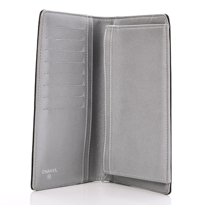 Chanel Lambskin Camellia Embossed Yen Wallet Black 5 of 9