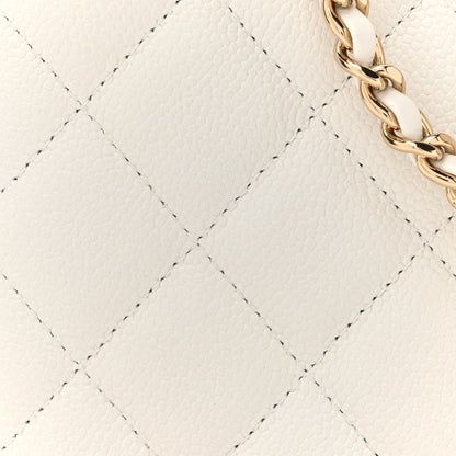 Chanel Caviar Quilted Top Handle Vanity Case White 9 of 13