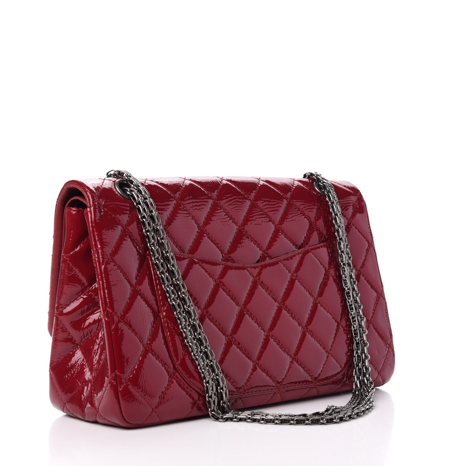Chanel Distressed Patent 2.55 Reissue 227 Flap Raspberry Red 3 of 11
