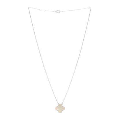 Van Cleef & Arpels 18K White Gold Mother Of Pearl Vintage Alhambra Pendant Necklace 3 of 4