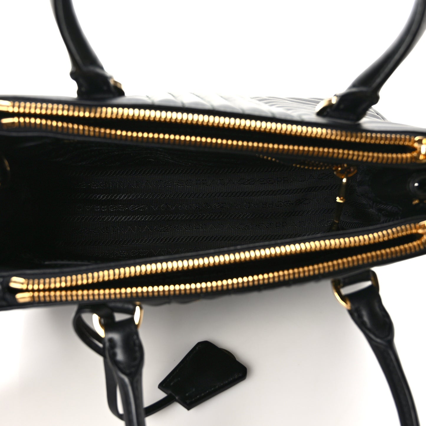 Soft Calfskin Diagramme Galleria Double Zip Tote Black