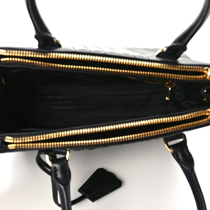 Prada Soft Calfskin Diagramme Galleria Double Zip Tote Black 5 of 9