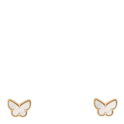 Van Cleef & Arpels 18K Yellow Gold Mother of Pearl Sweet Alhambra Butterfly Earrings 1 of 5