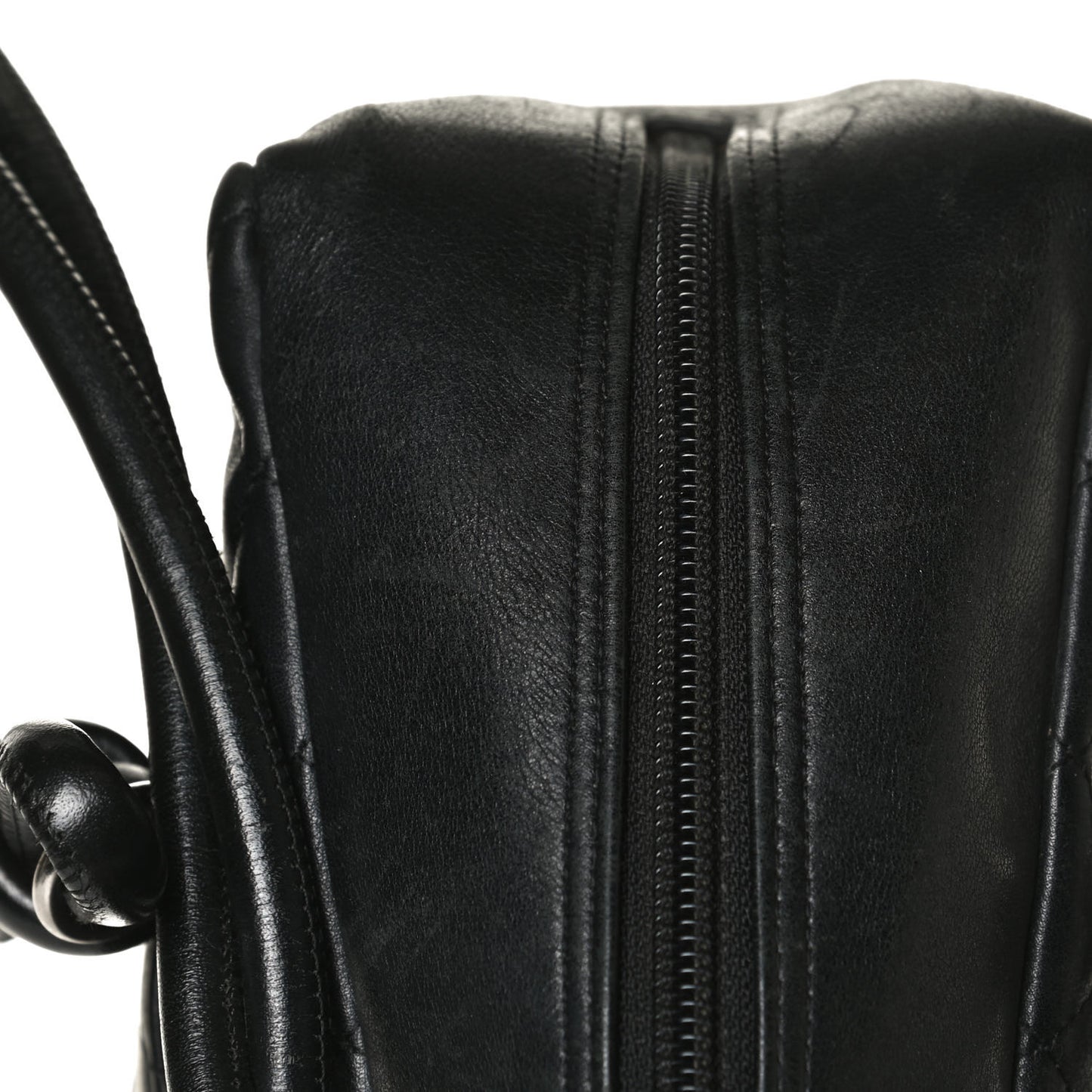 Calfskin Quilted Large Cambon Bowler Black White