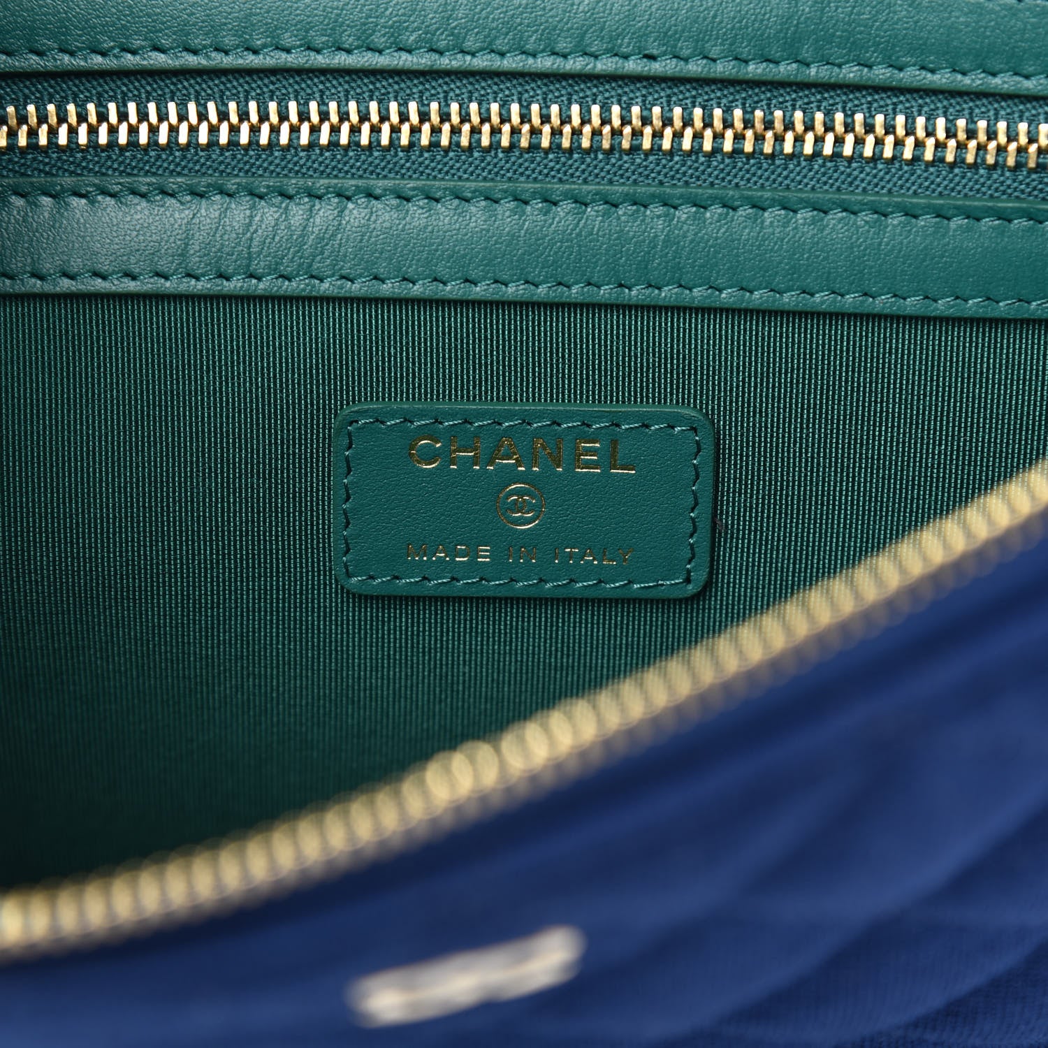 Chanel Jersey Quilted Medium Cosmetic Case Blue 7 of 8