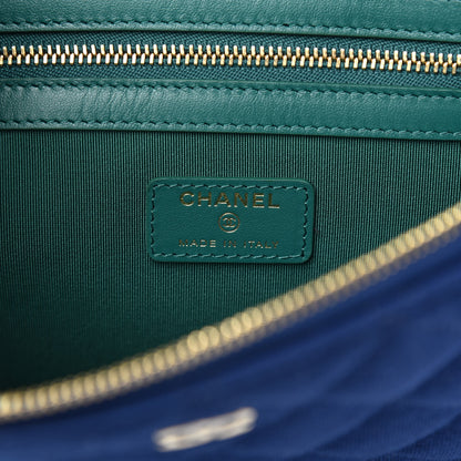 Chanel Jersey Quilted Medium Cosmetic Case Blue 7 of 8