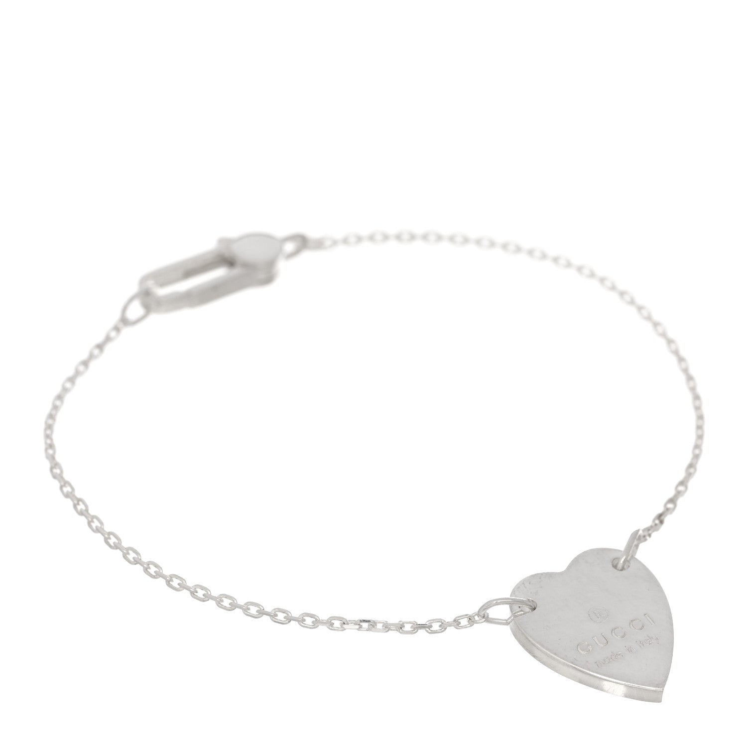 Gucci Sterling Silver Trademark Heart Bracelet 1 of 3